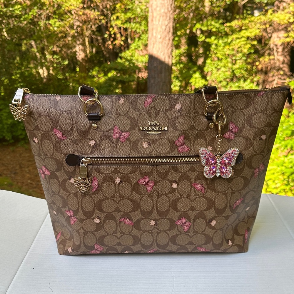 Coach Customized Pink Butterfly Gallery Tote